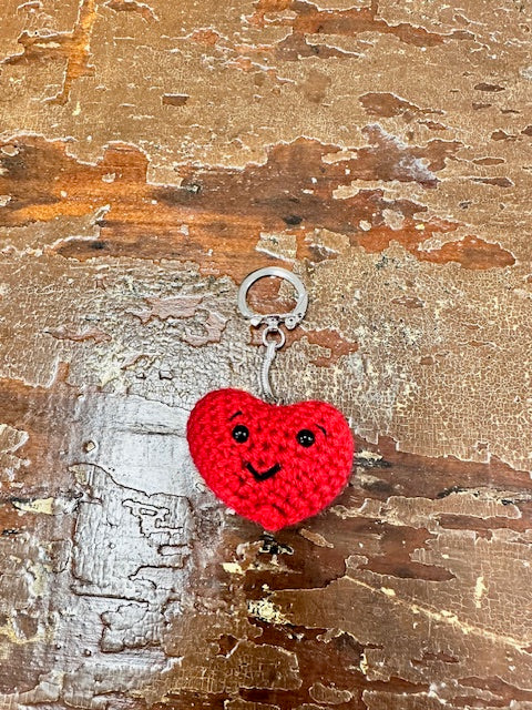 HAND-KNIT HEART KEYCHAINS