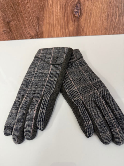 A SINGLE STRAND GREY & PINK PLAID TEXTING GLOVE