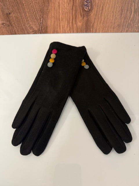 A SINGLE STRAND 4 BUTTON FAUX SUEDE TEXTING GLOVE - ASSORTED