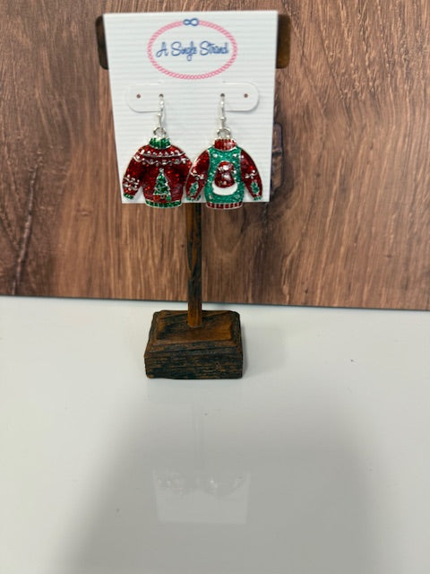 A SINGLE STRAND CHRISTMAS EARRINGS - ASSORTED