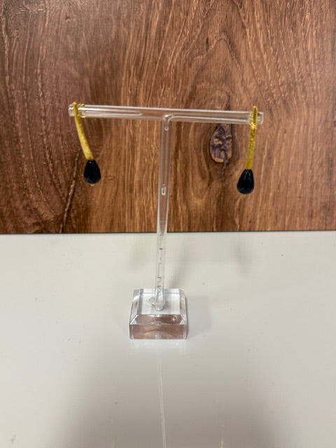 ABW DESIGNS GOLD VERMEIL BRUSHED BAR WITH SAPPHIRE EARRINGS