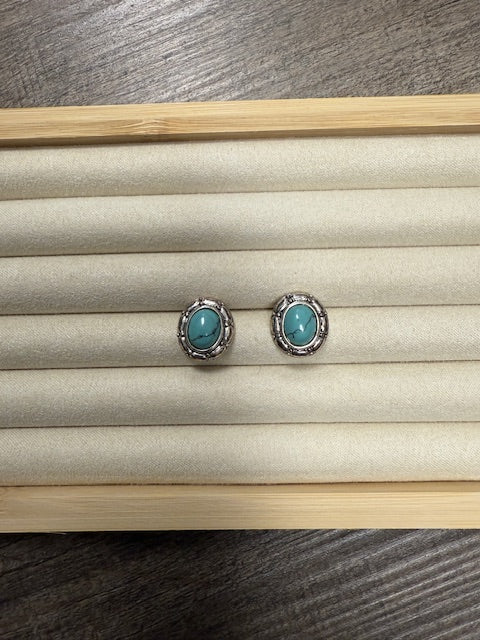 STERLING SILVER TURQUOISE POST EARRINGS - ASSORTED