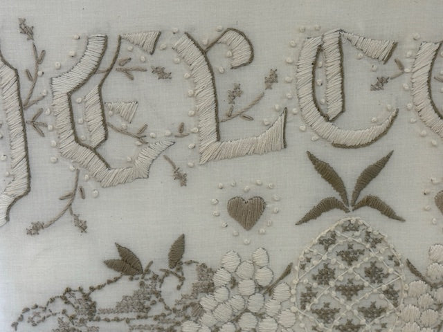VINTAGE HAND EMBROIDERED WELCOME SIGN