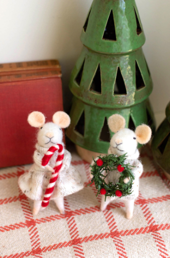 FELT CHRISTMAS MICE - MOUSE WITH CANDY CANE