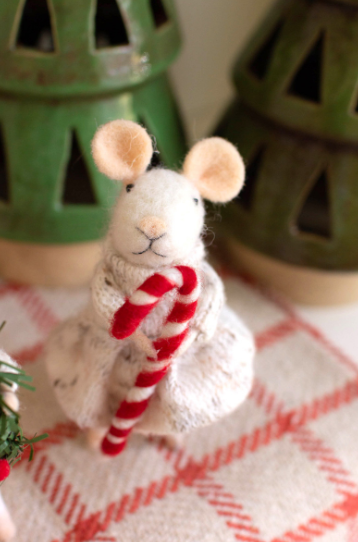 FELT CHRISTMAS MICE - MOUSE WITH CANDY CANE