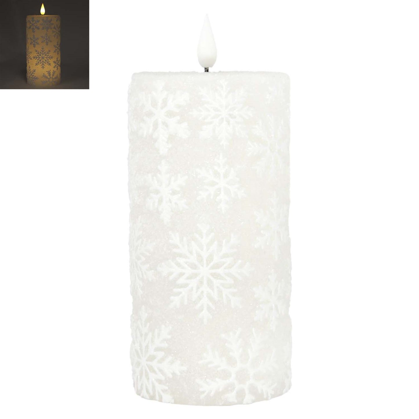 WHITE SNOWFLAKE LED PILLAR - ASSORTED