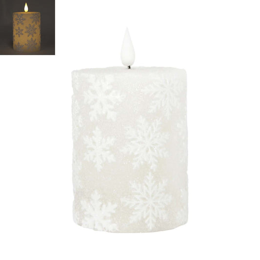 WHITE SNOWFLAKE LED PILLAR - ASSORTED
