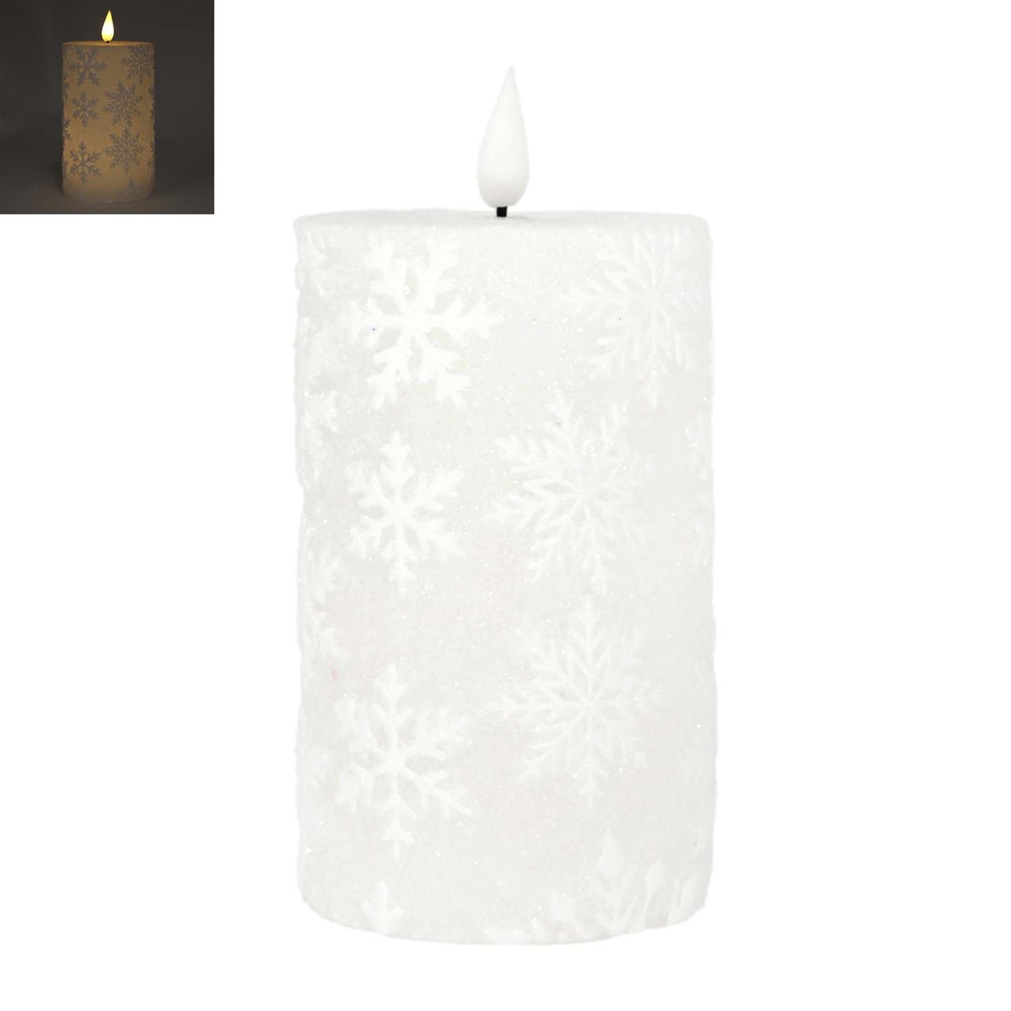 WHITE SNOWFLAKE LED PILLAR - ASSORTED