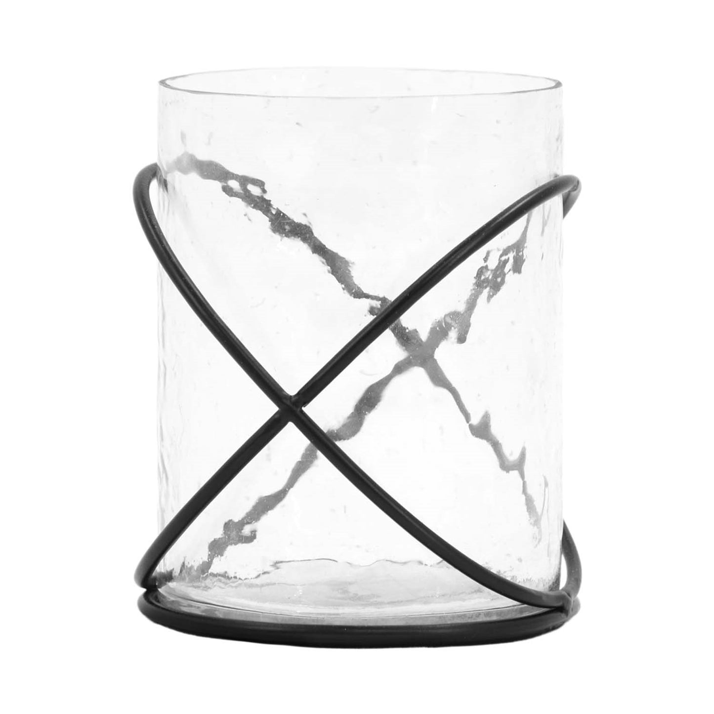 GLASS AND METAL CANDLE HOLDER