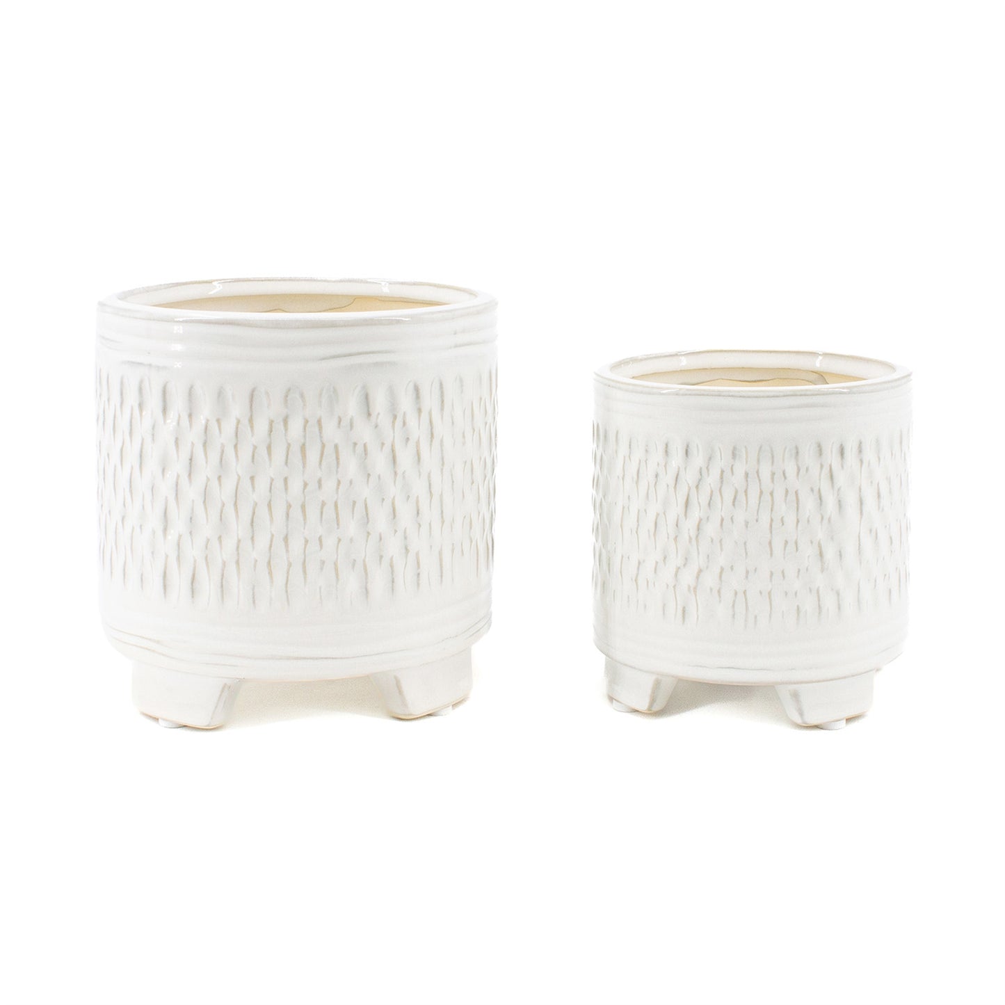 WHITE ROUND PORCELAIN PLANTERS - ASSORTED