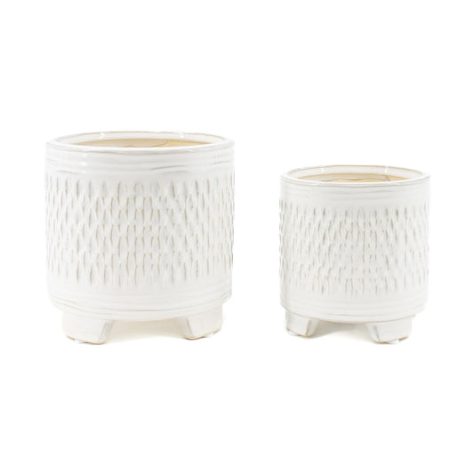 WHITE ROUND PORCELAIN PLANTERS - ASSORTED