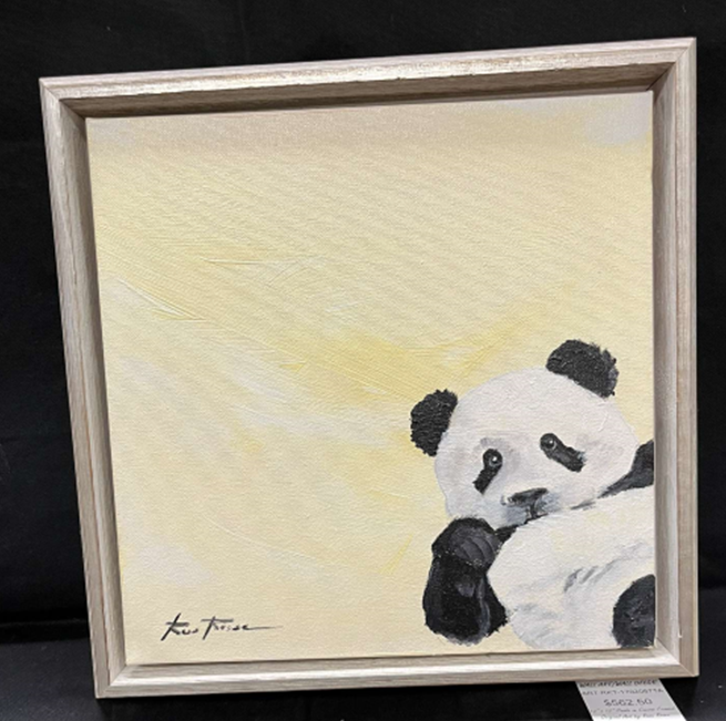 PANDA ON CANVAS ORIGINAL ARTWORK BY ROSA ROSEA