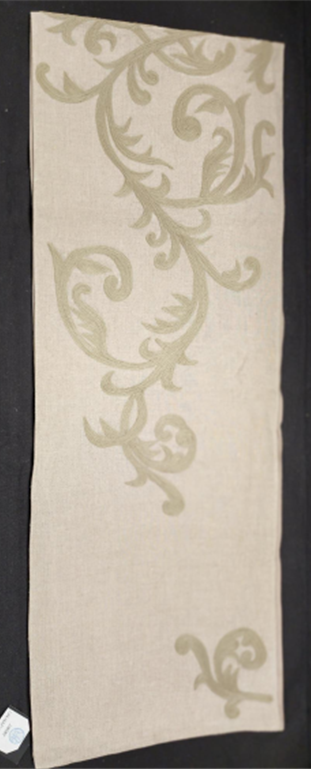 SANTO PIETRO SCROLL LINEN EMBROIDERED TABLE RUNNER