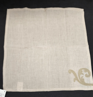 SANTO PIETRO LINEN SCROLL EMBROIDERED NAPKIN