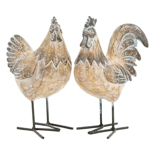 RESIN ROOSTER AND HEN