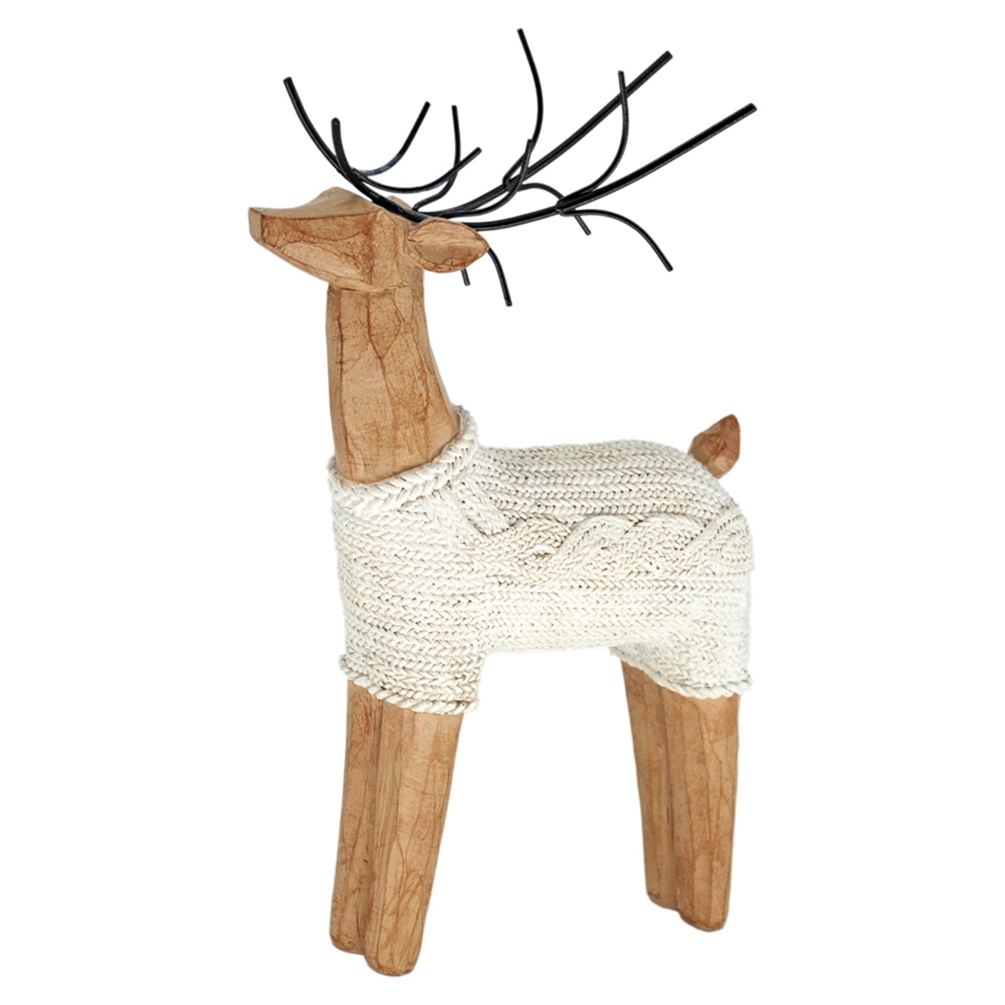 REINDEER WITH CABLE KNIT SWEATER - ASSORTED