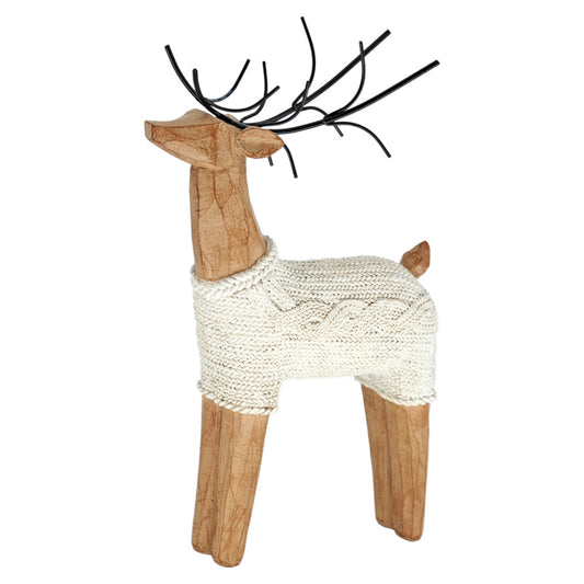 REINDEER WITH CABLE KNIT SWEATER - ASSORTED