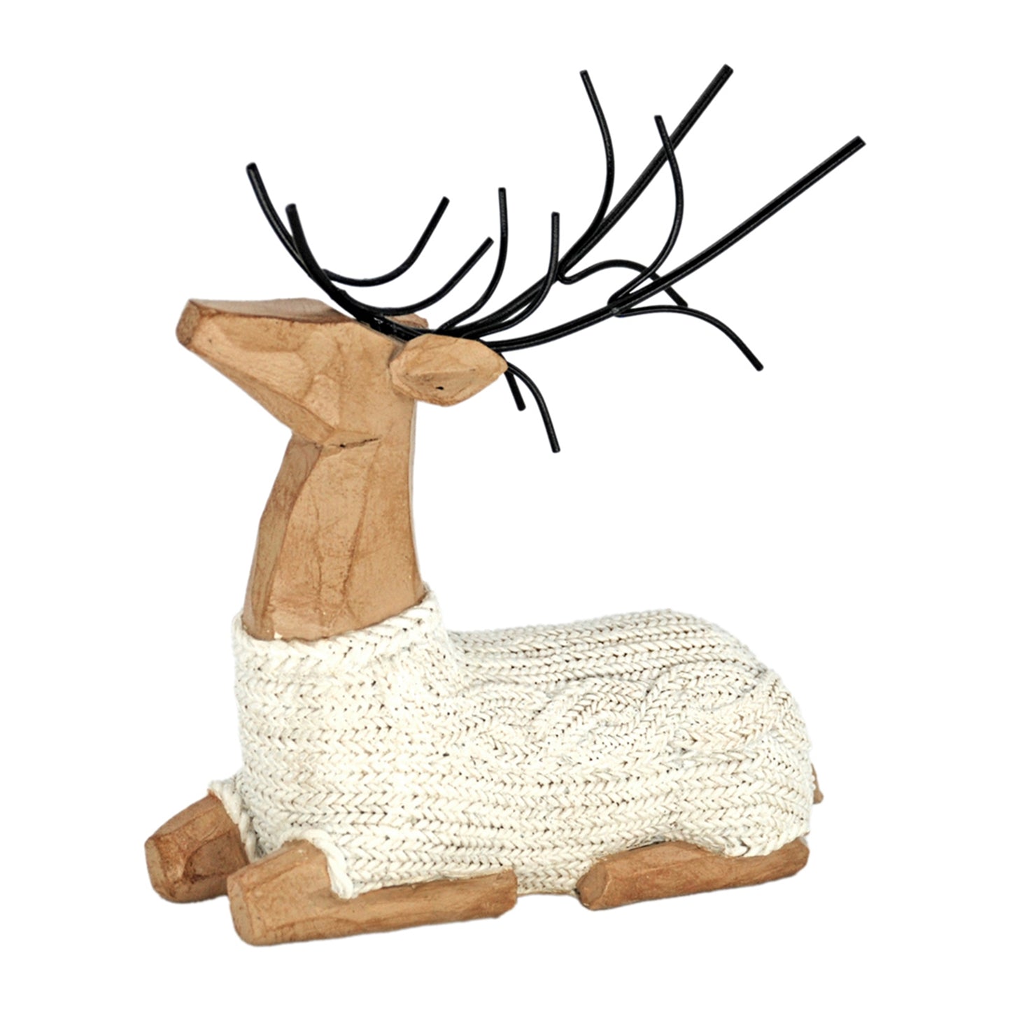 REINDEER WITH CABLE KNIT SWEATER - ASSORTED