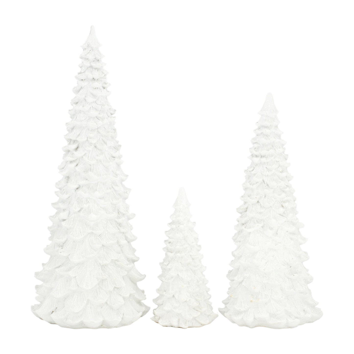 WHITE RESIN CHRISTMAS TREES - SET OF 3