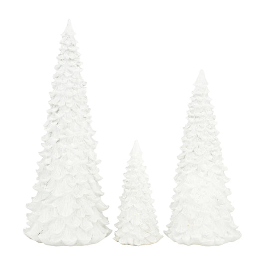WHITE RESIN CHRISTMAS TREES - SET OF 3