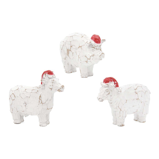 FARM ANIMALS WITH SANTA HAT - ASSORTED (PIG, COW & SHEEP)