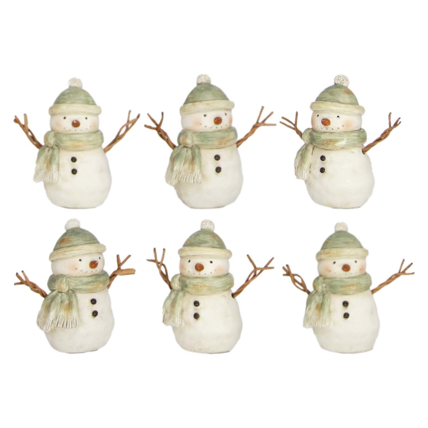 MINI GREEN-DRESSSED SNOWMAN - ASSORTED