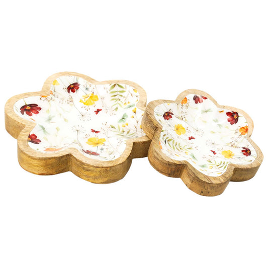 WILDFLOWER ENAMEL WOOD DAISY BOWLS - set of 2