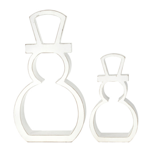 WHITE SNOWMAN CUTOUTS - SET OF 2