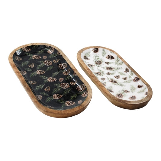 WOODLAND PINE MANGO WOOD TRAYS - ASSORTED