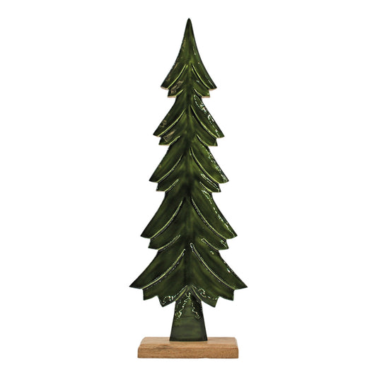 WOOD AND GREEN ENAMEL TREE - ASSORTED