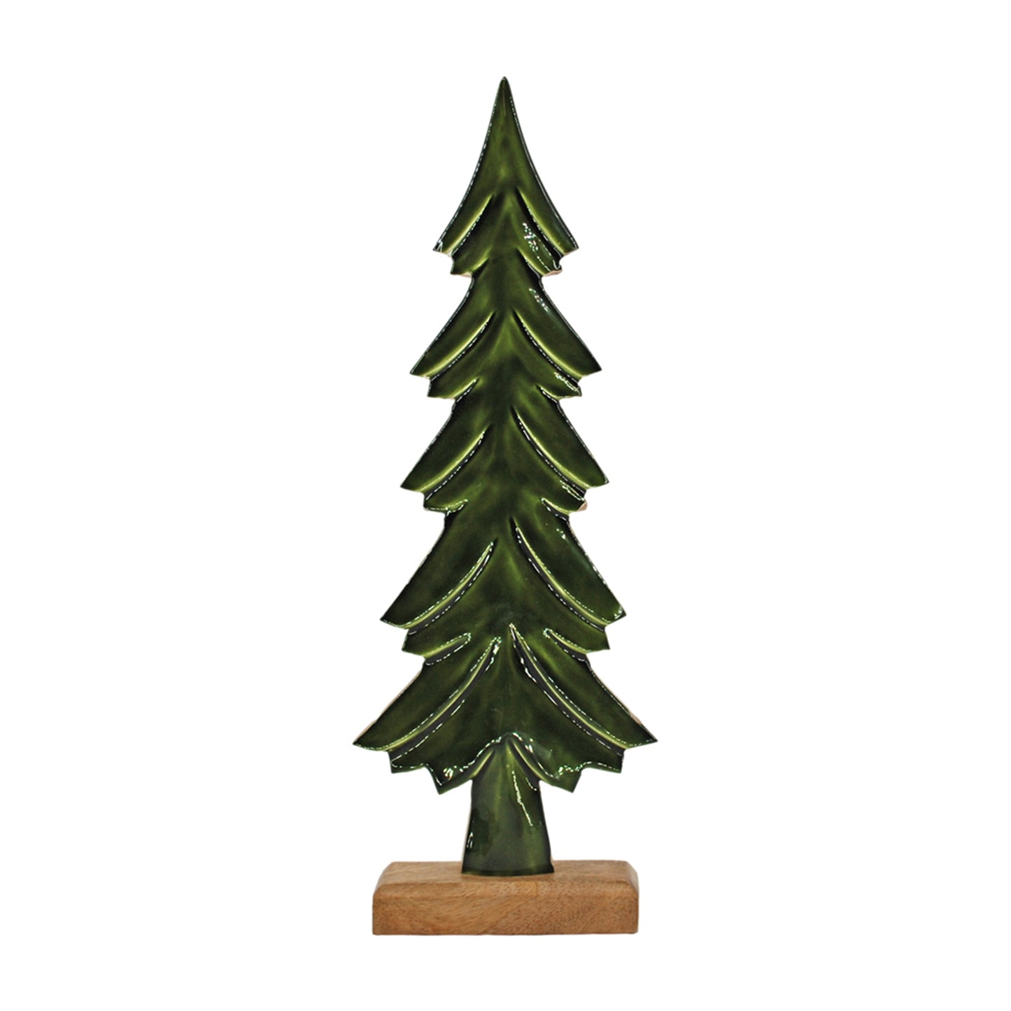 WOOD AND GREEN ENAMEL TREE - ASSORTED