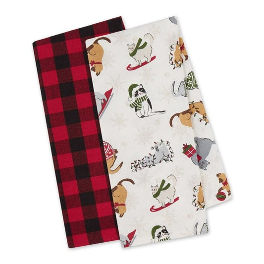 DESIGN IMPORTS MEOWY CHRISTMAS DISHTOWEL SET OF 2