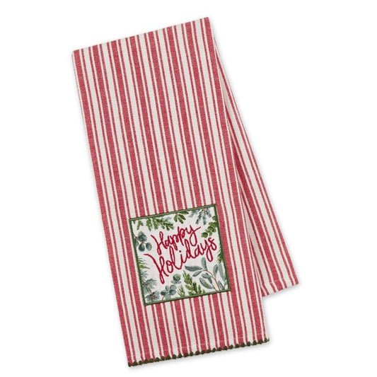 DESIGN IMPORTS HAPPY HOLIDAYS EMBELLISHED DISHTOWEL