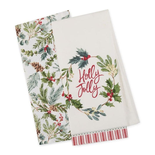 DESIGN IMPORTS HOLLY JOLLY DISHTOWEL SET OF 2